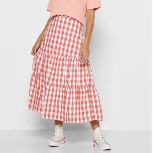 GAP A-Line Gingham Skirt in Red and White - Picture 1 of 6